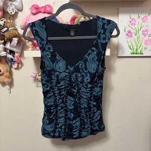 y2k kenneth cole new york paisley ruched tank top size medium